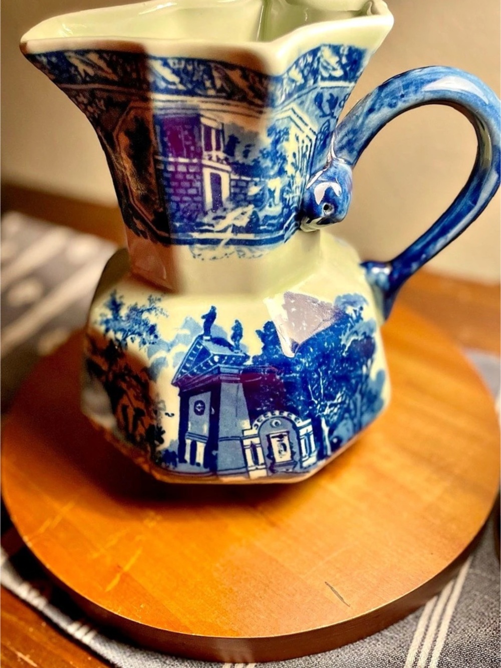 Masons Blue & White Transferware Pitcher